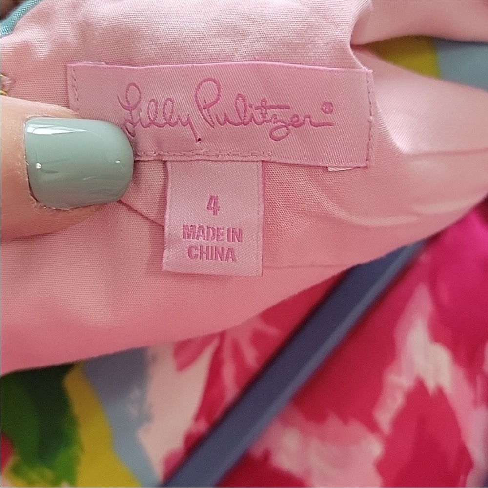 Lilly Pulitzer Pink and Green One-Shoulder Dress - Picture 2 of 6